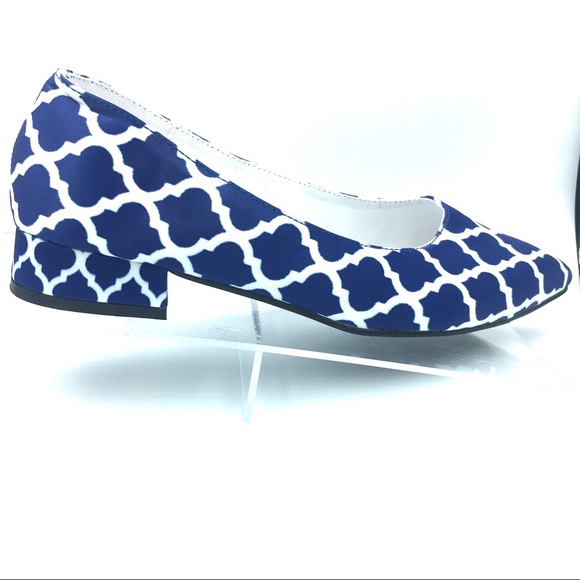 LAST PAIR Indie Designer Satin Print Flats Navy - Picture 5 of 8
